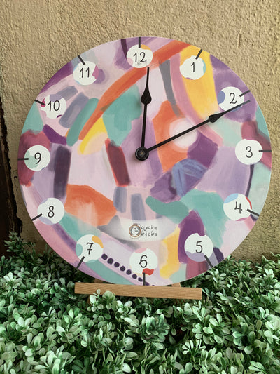 Purple Whimsy Strokes Clock