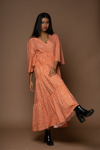 Tiered Twilight Long Maxi Dress in Faraway Land Pattern