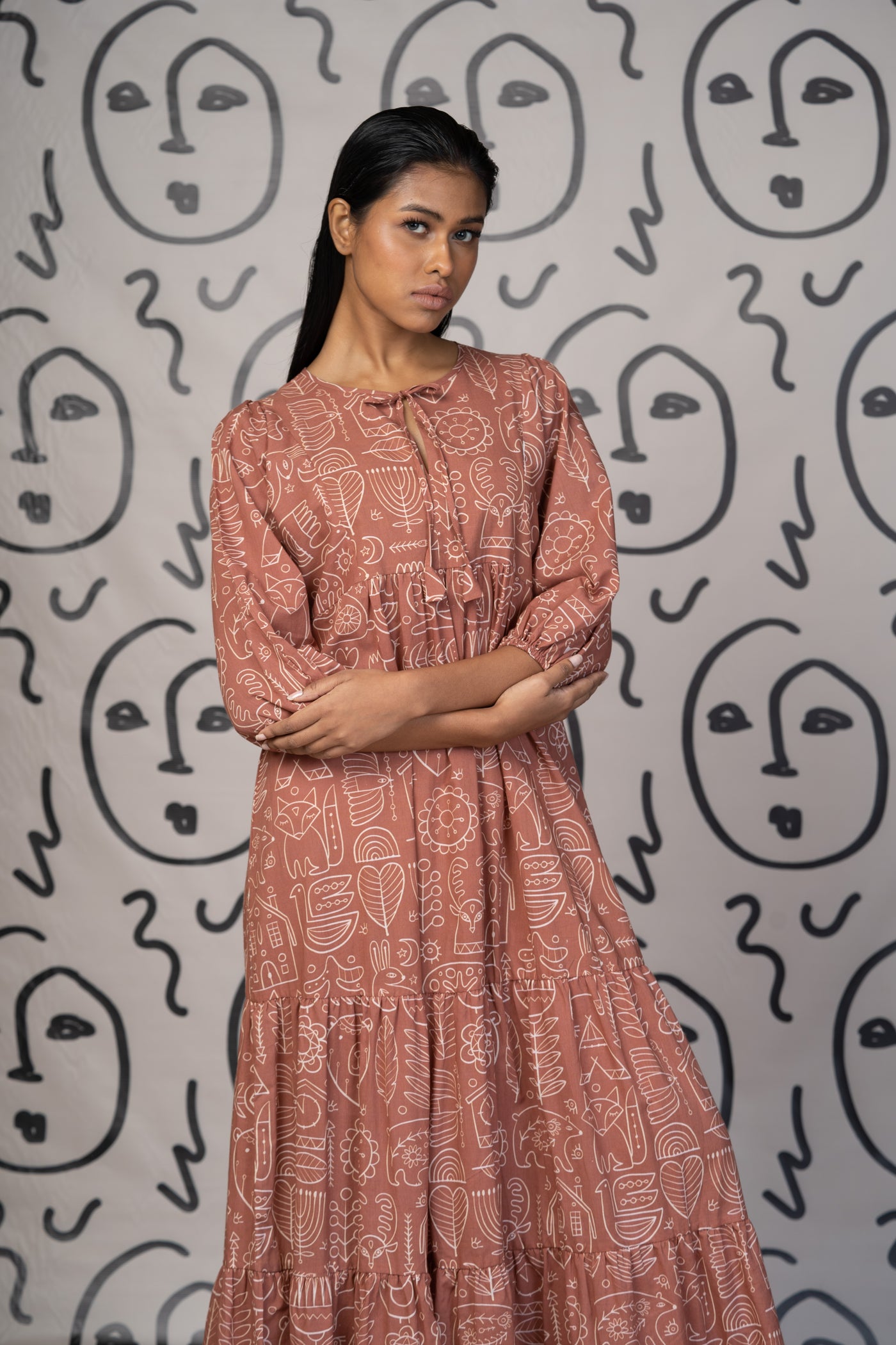 Timeless Charm Long Maxi Dress in Simply Scandi Pattern