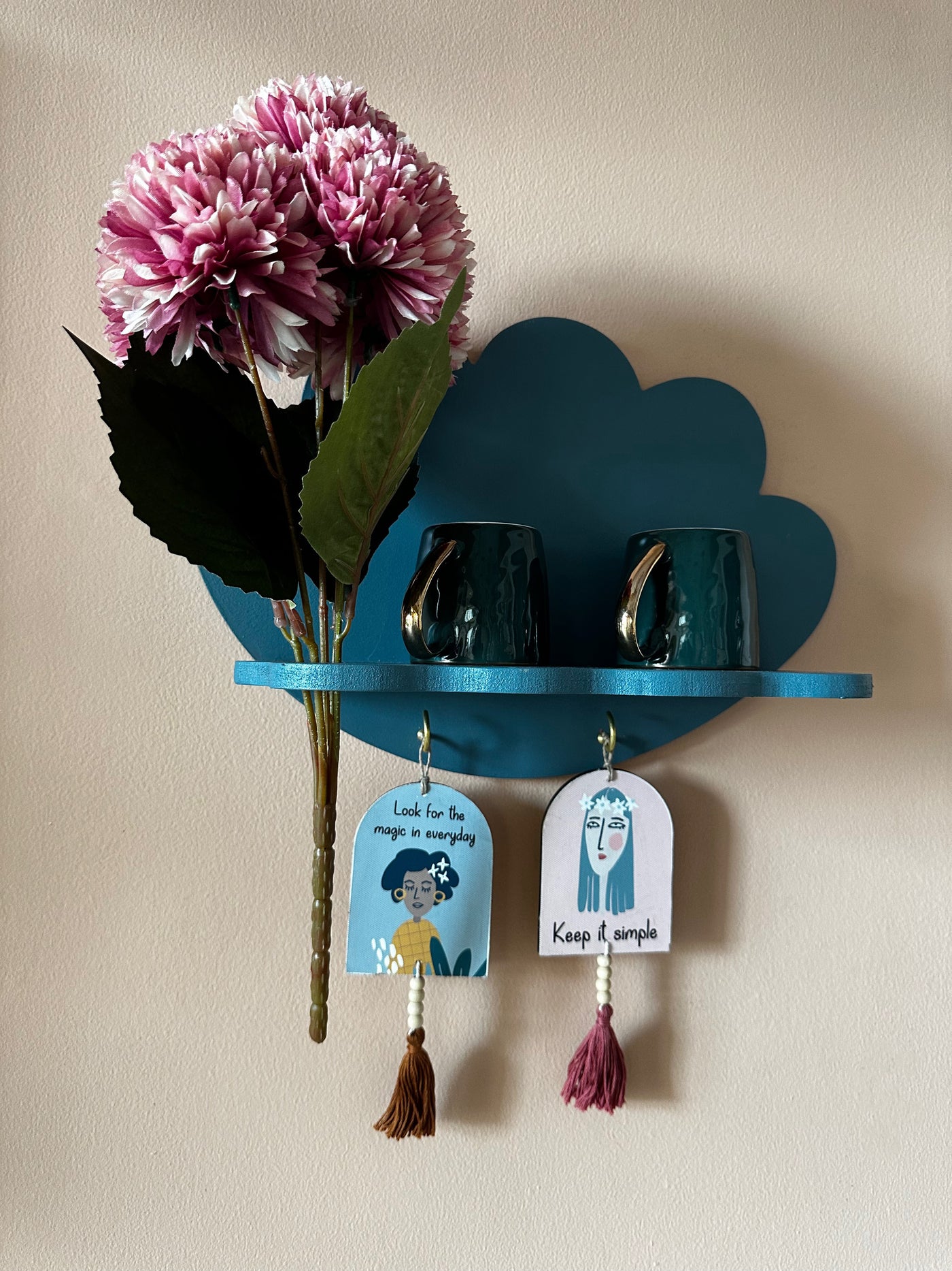 Dusky Blue Petal Abstract Wall Shelf