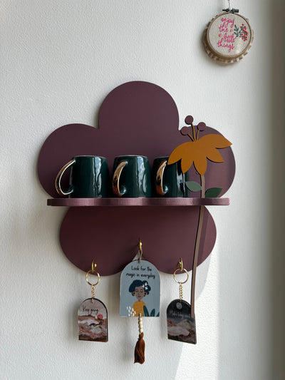 Dusky Mauve Floral Haven Wall Shelf