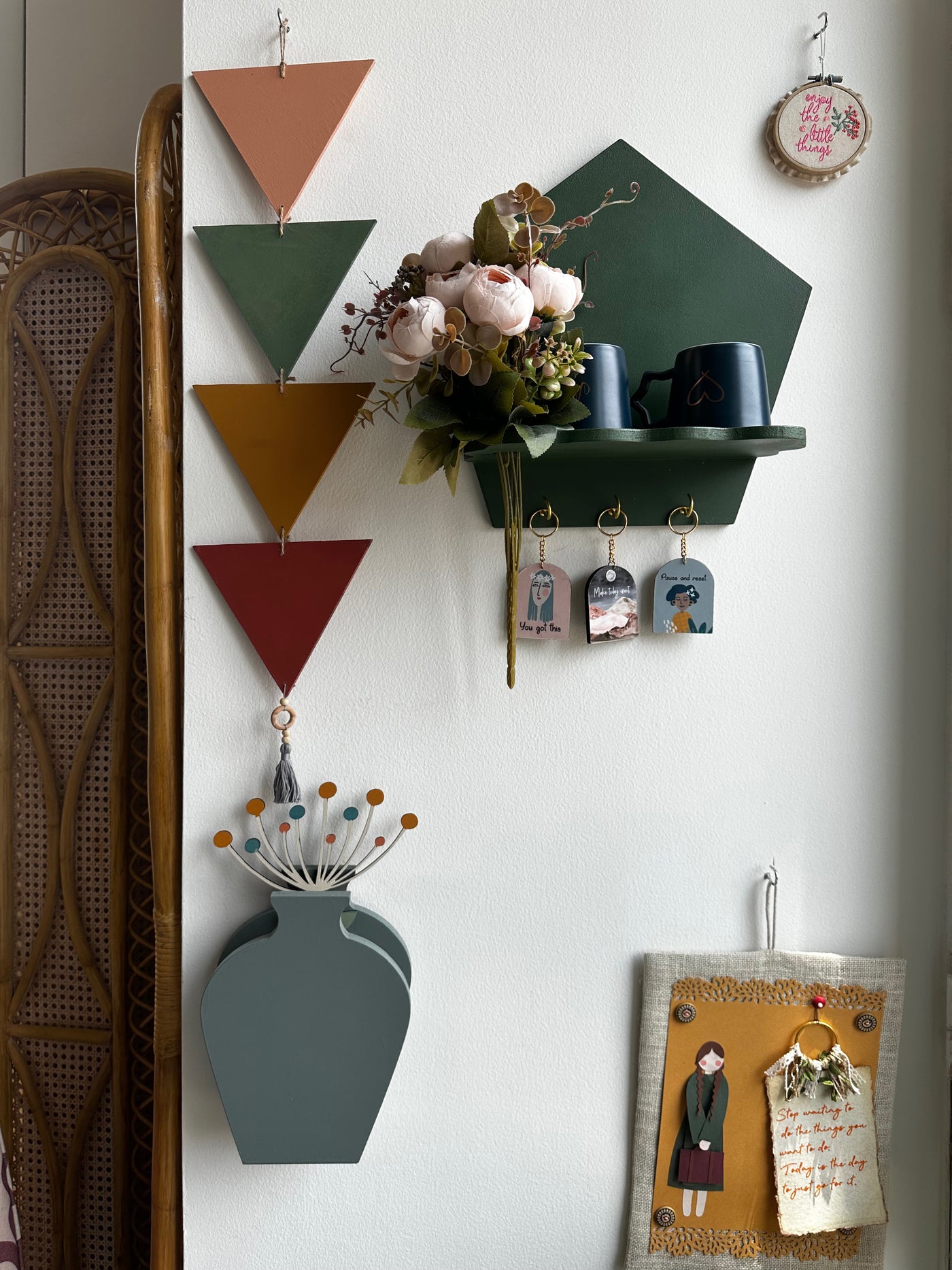 Dark Green Pentagon Peak Wall Shelf