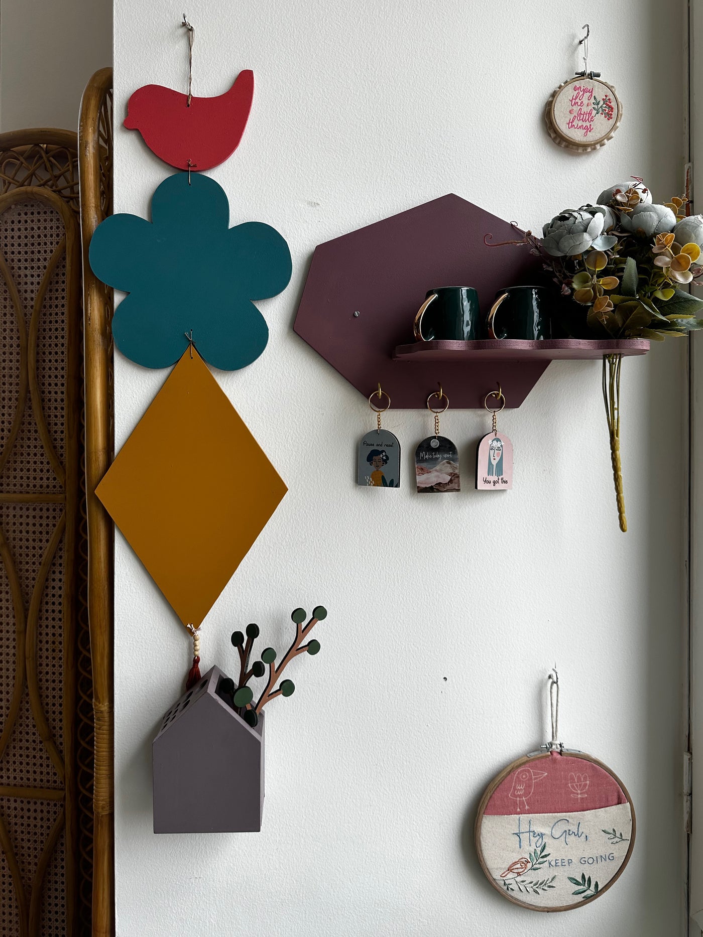 Plum Unbalanced Hex Wall Shelf