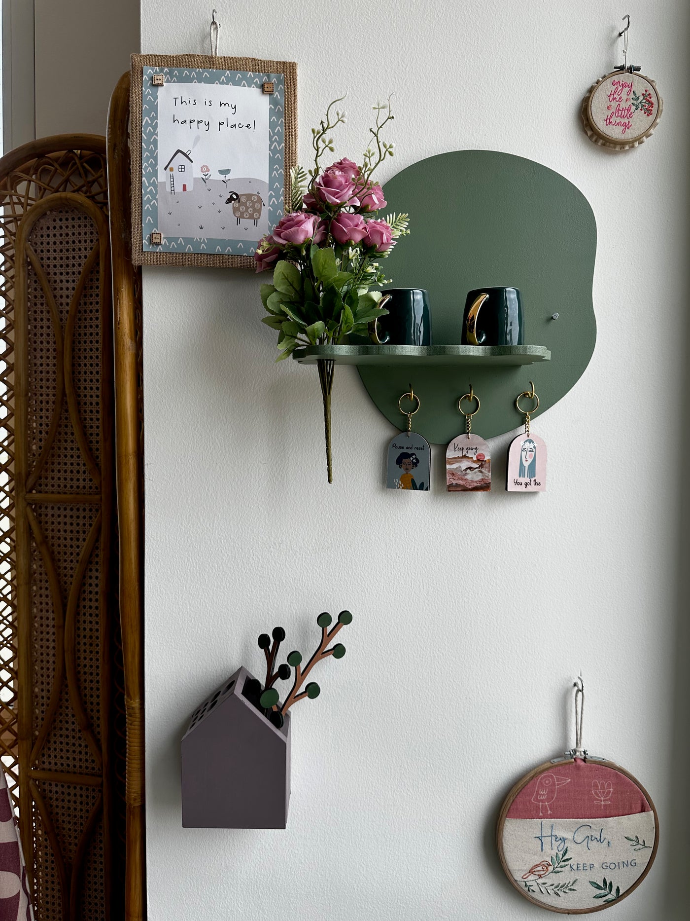 Dusky Sage Wavy Pebble Wall Shelf