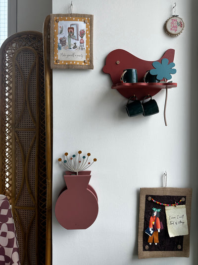 Deep Rust Birdsong Wall Shelf