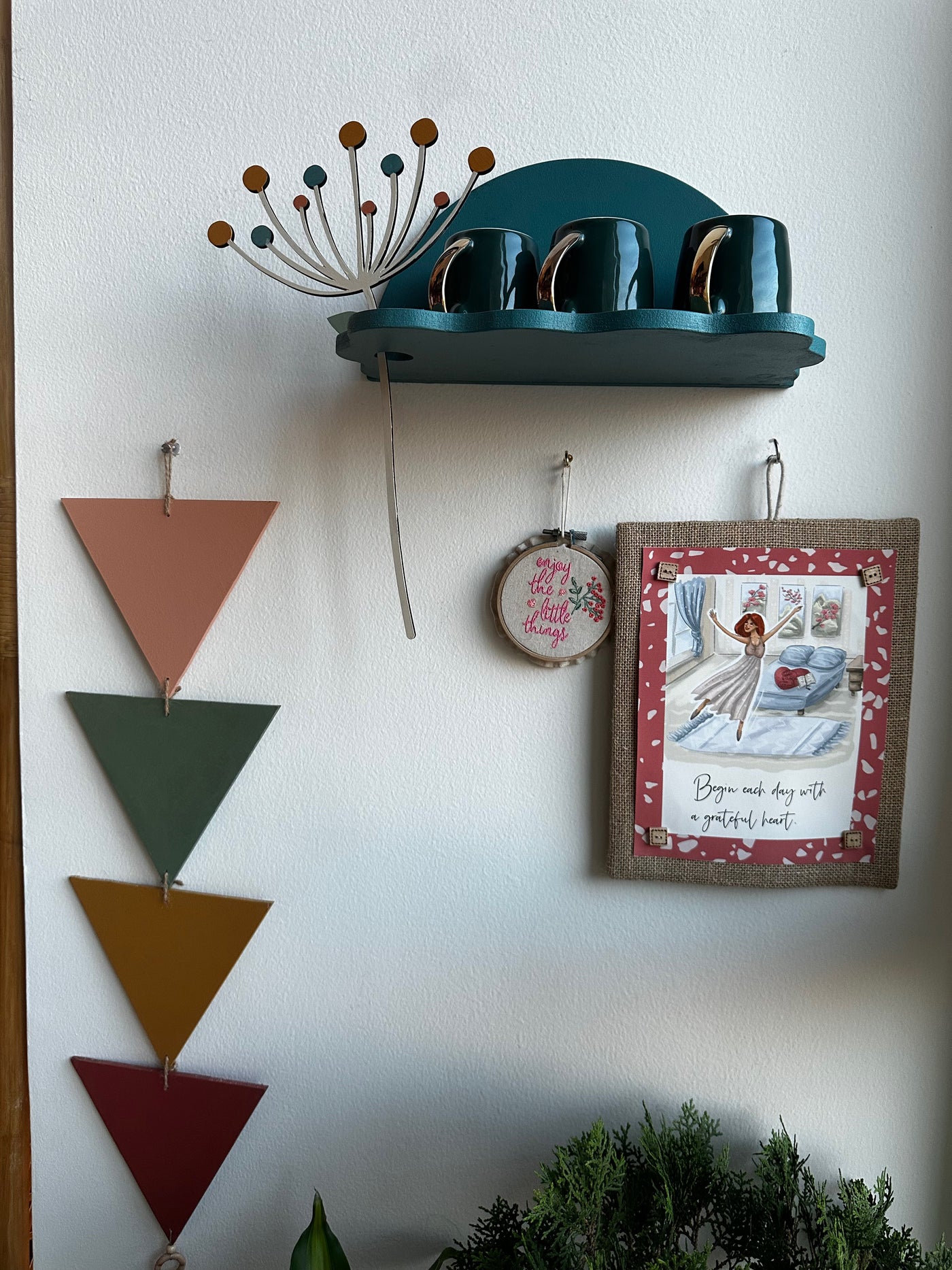 Teal Semi Moon Wall Shelf