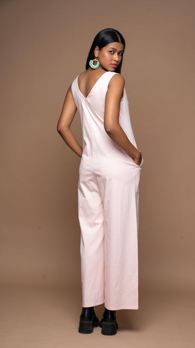 Viva V-neck Jumpsuit in Blush