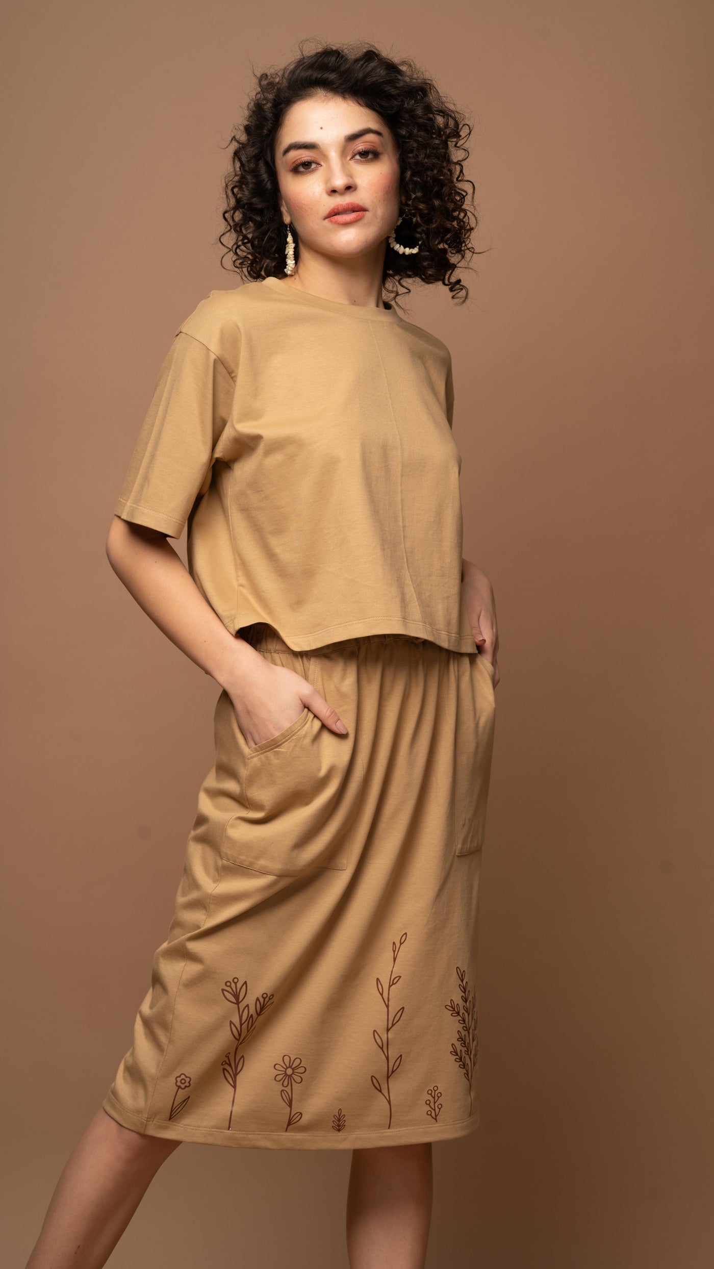 Sands & Leaves - Beige Skirt Co-ord