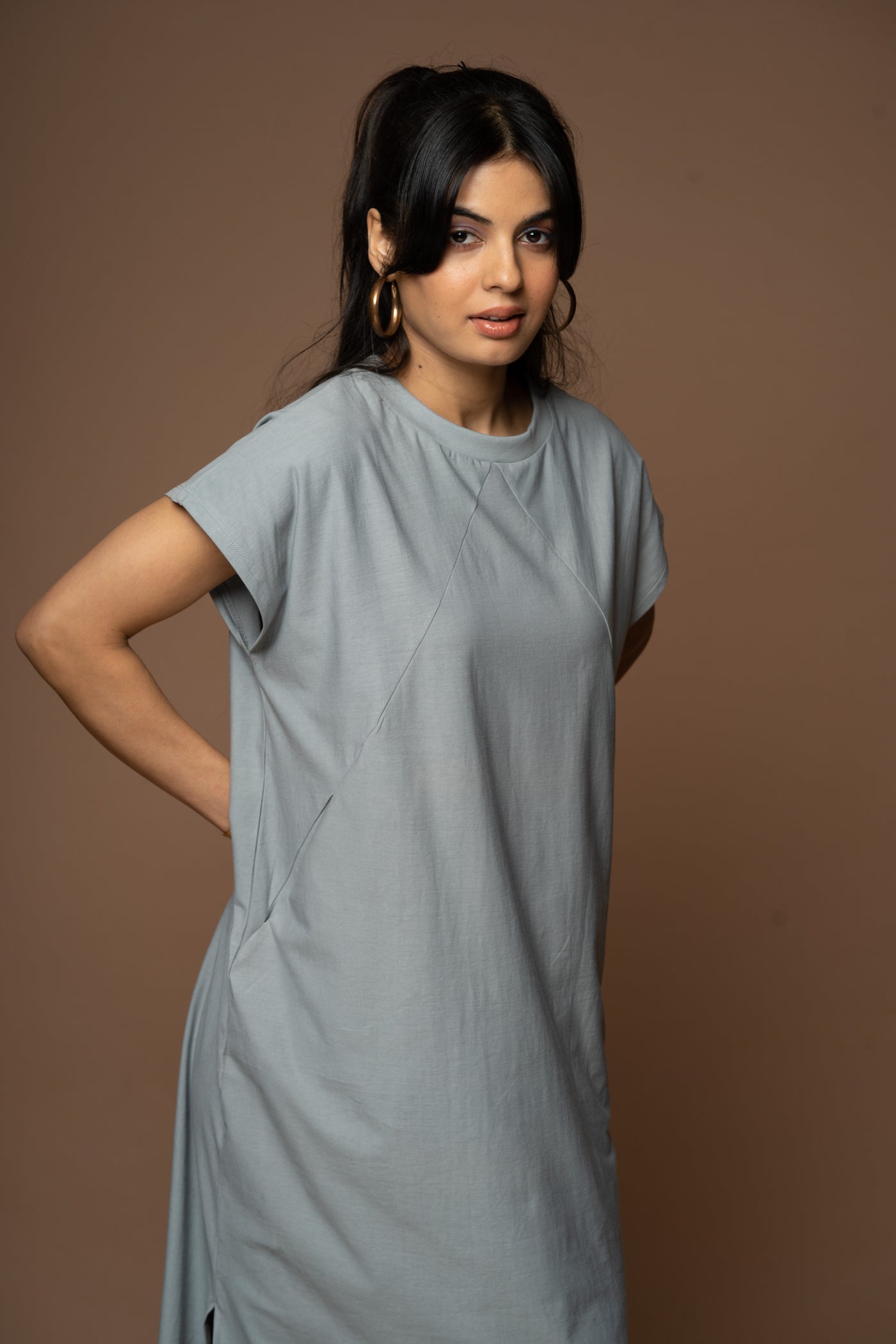 Tri-Cut Comfort Jersey Dress - Gray Blue