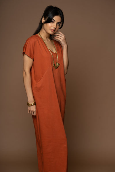 Effortless Pocket Dress - Rust