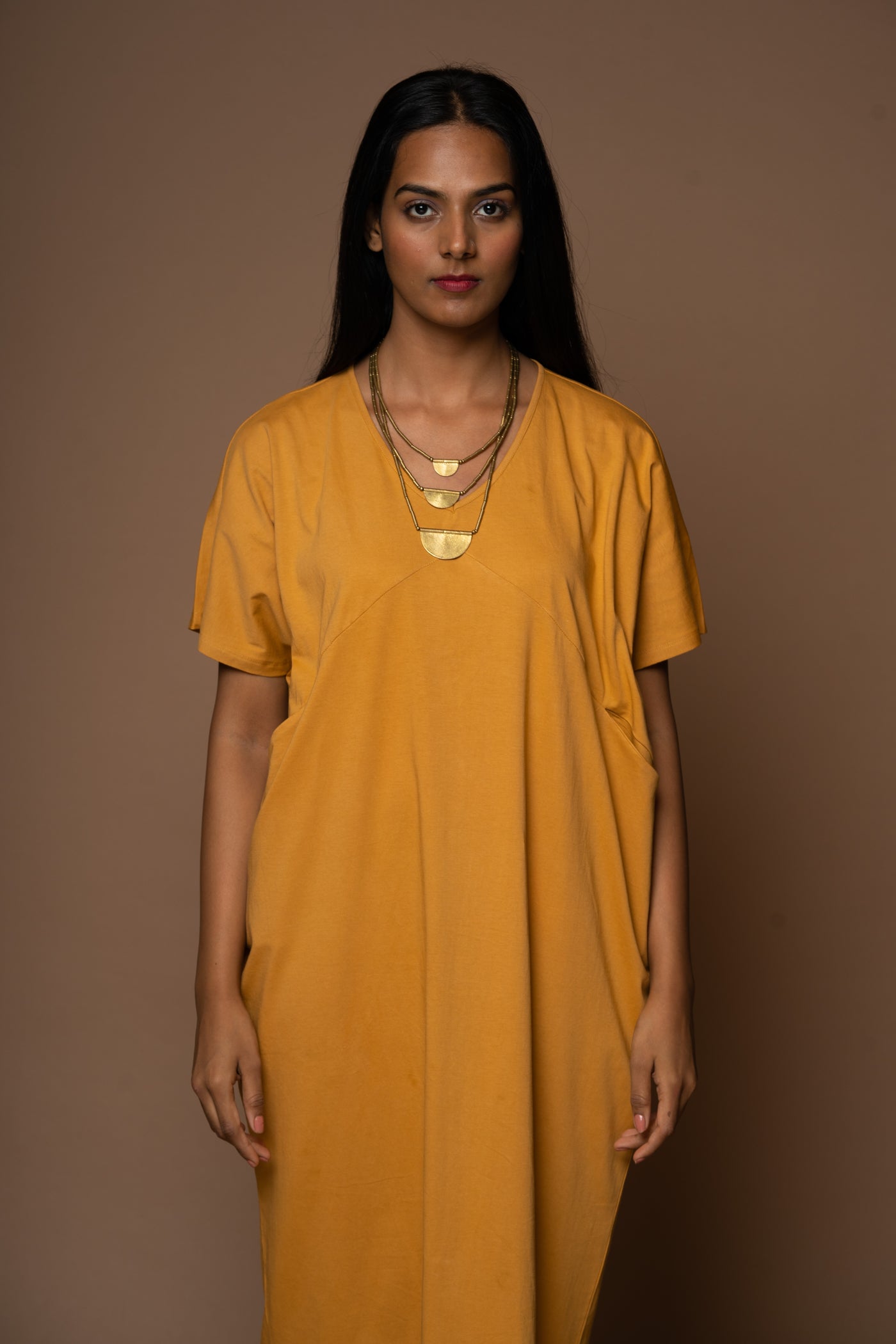 Sunny Days Jersey Dress - Mustard