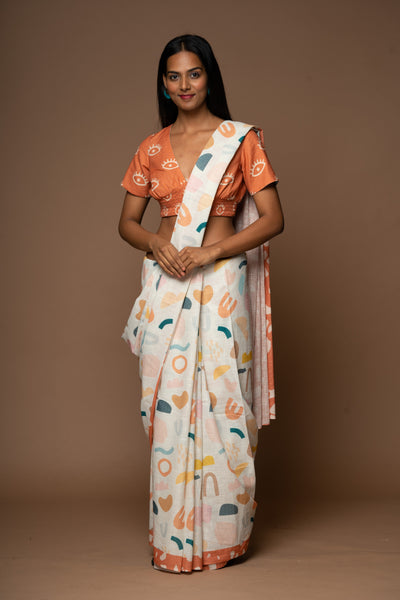 Mystical Echoes Linen Sari