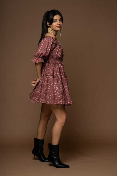 Delicate Drapes Short Boho Dress in The Only Truth Pattern