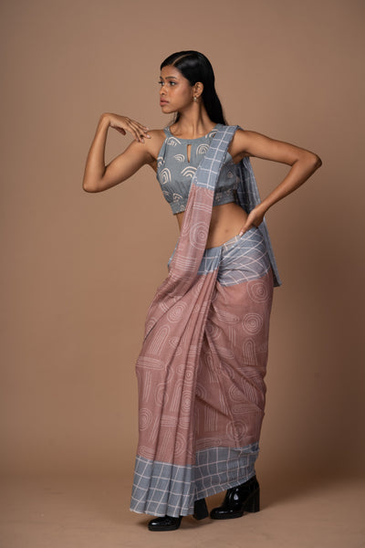 Geometric Grace Cotton Sari