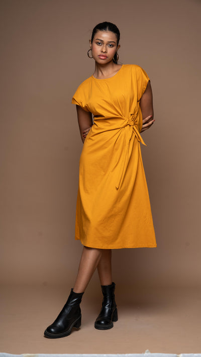 Knot Me Pretty Jersey Dress - Mustard