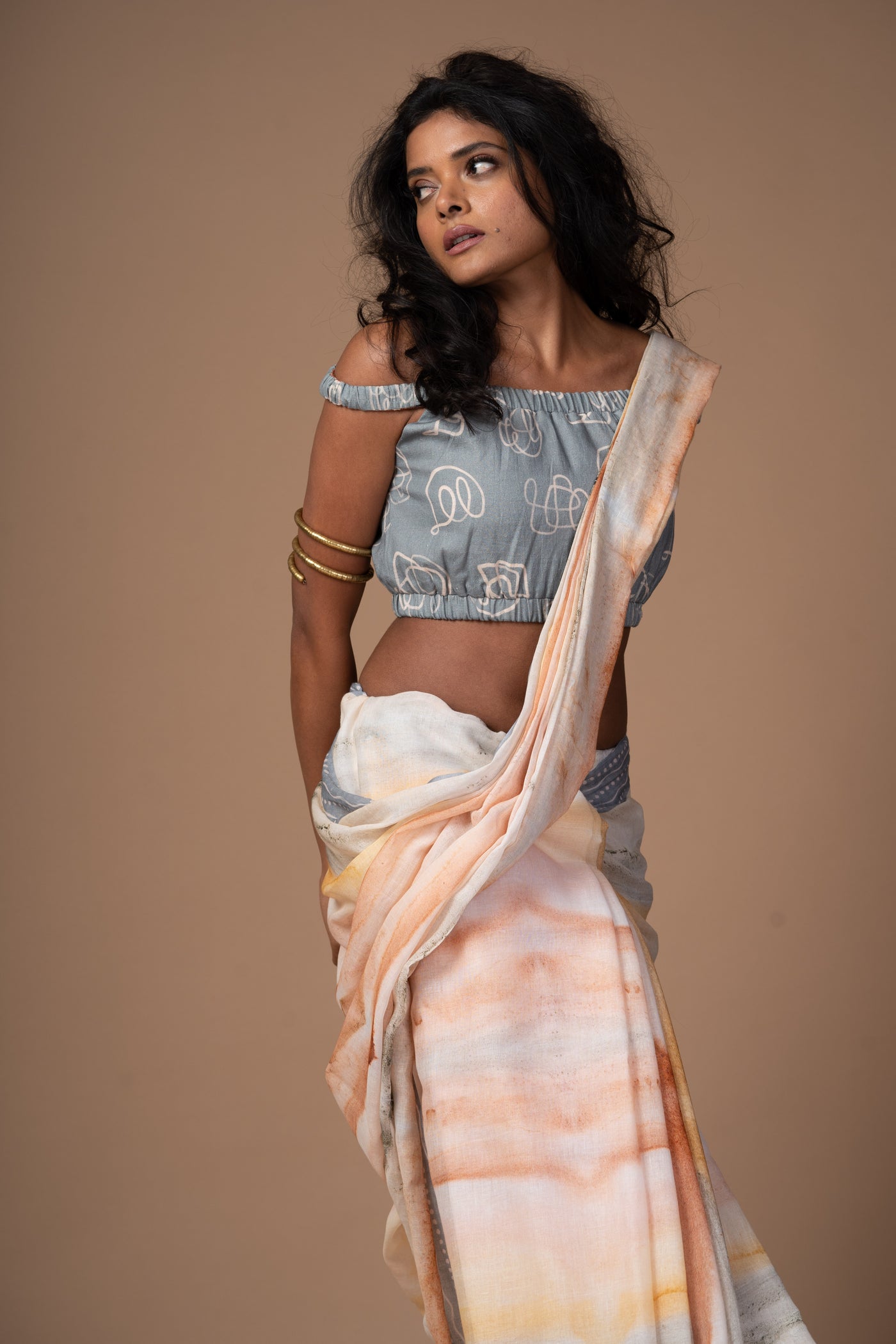 Dreamy Ripples Cotton Sari