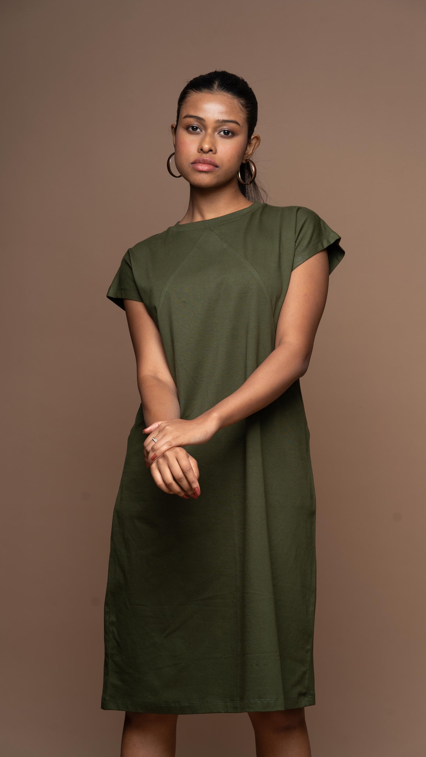 Tri-Cut Comfort Jersey Dress - Olive Green