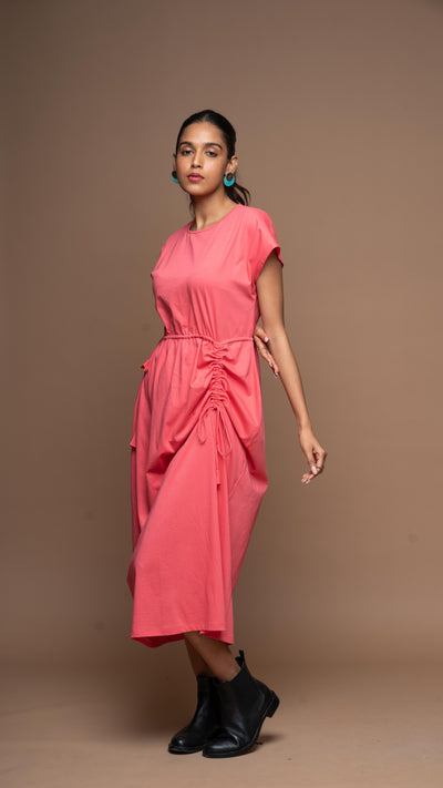 Wings & Strings Jersey Dress - Fuchsia