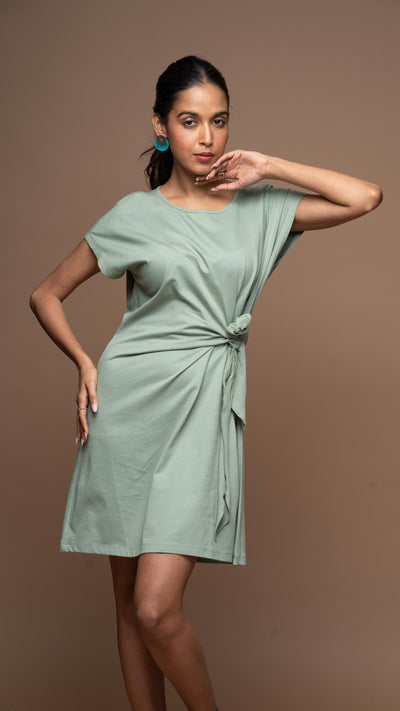 Knot Me Pretty Jersey Dress - Sage Green