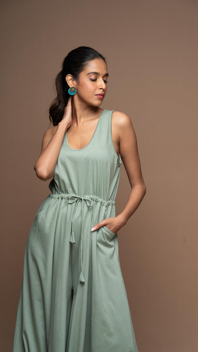 Cozy U Jumpsuit in Dusty Sage