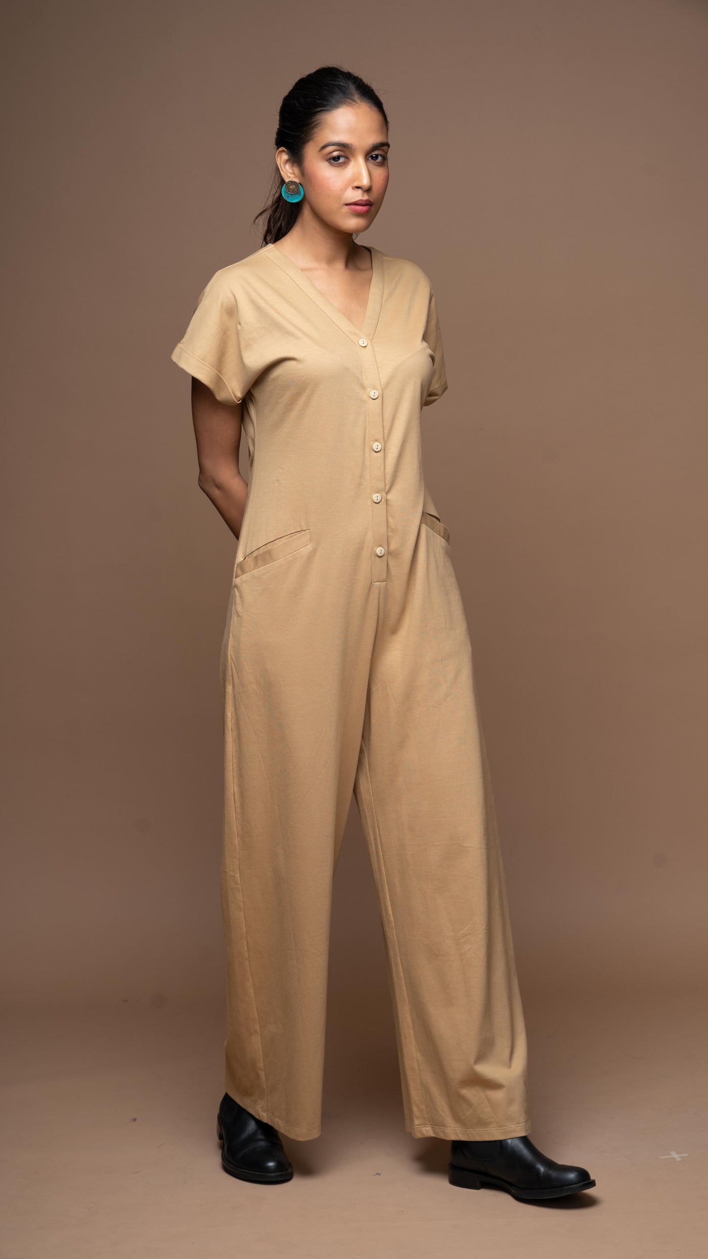 Vogue V Jumpsuit in Beige