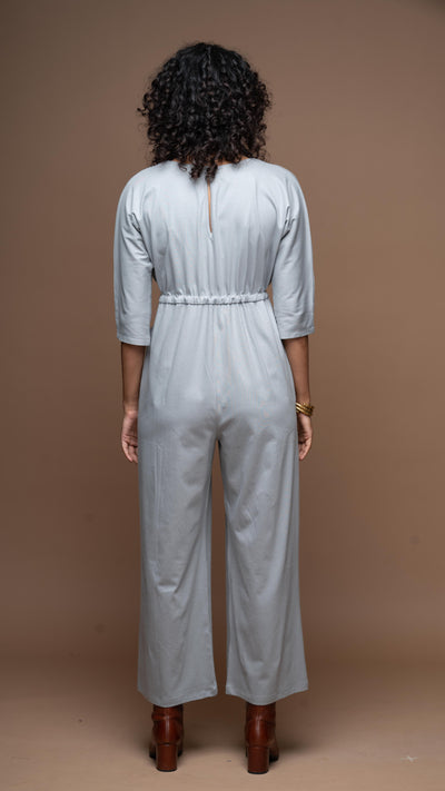 Timeless Crossover Jumpsuit in Gray Blue