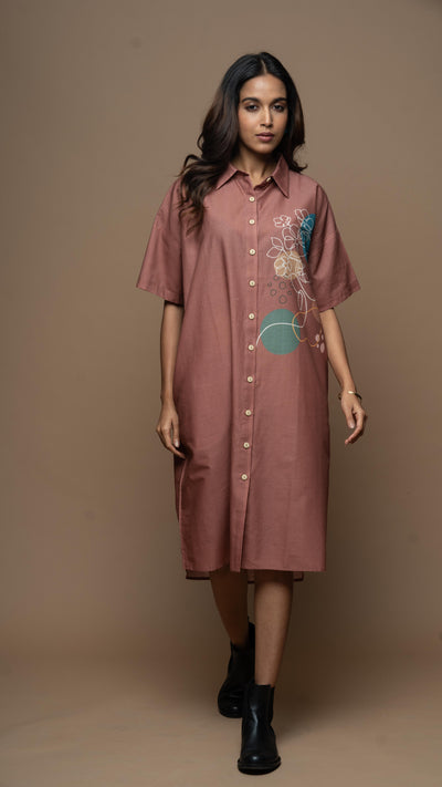 Muted Desert Rose Petal Princess Shirt Dress