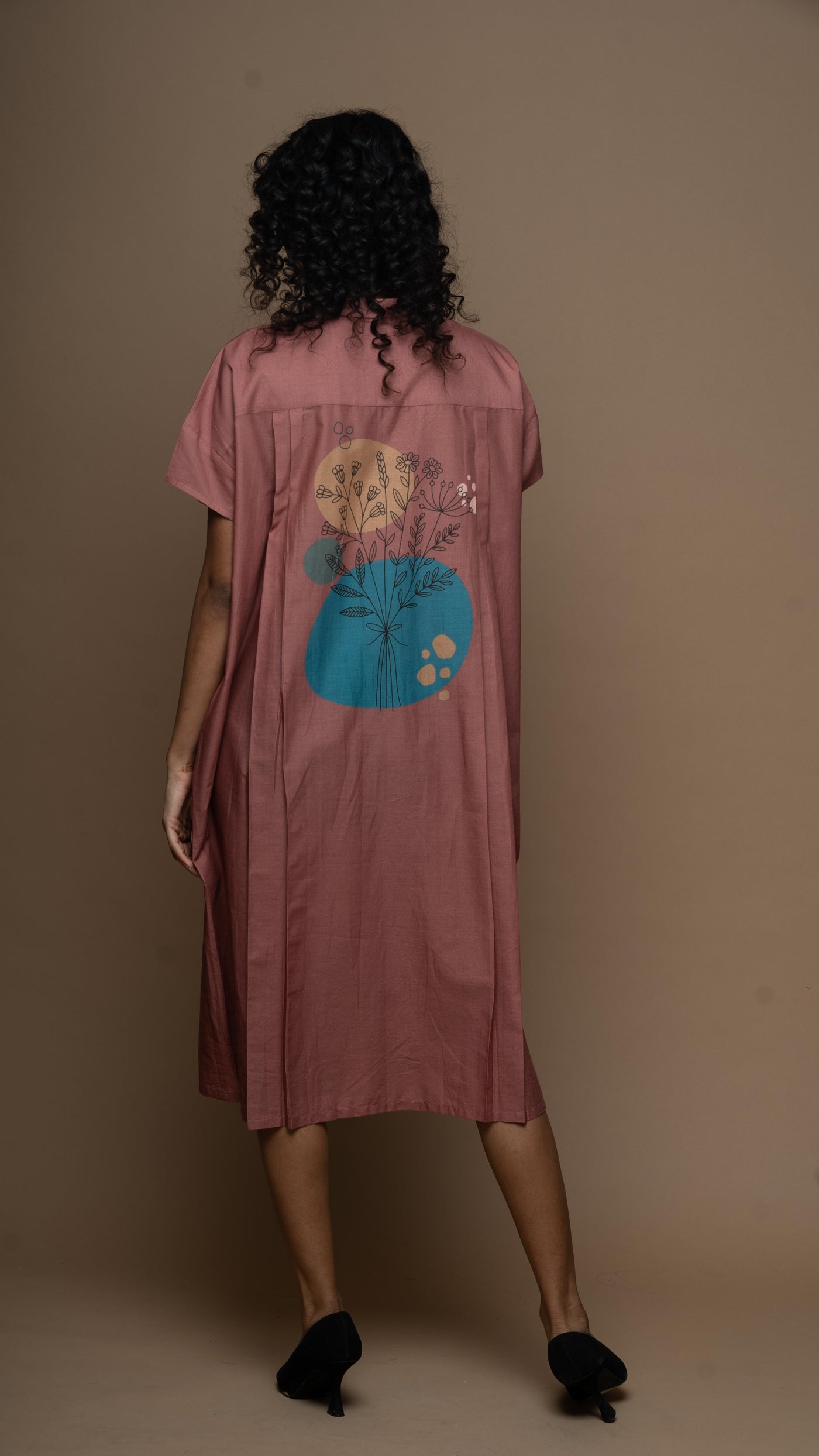 Muted Desert Rose Silhouette Garden Shirt Dress