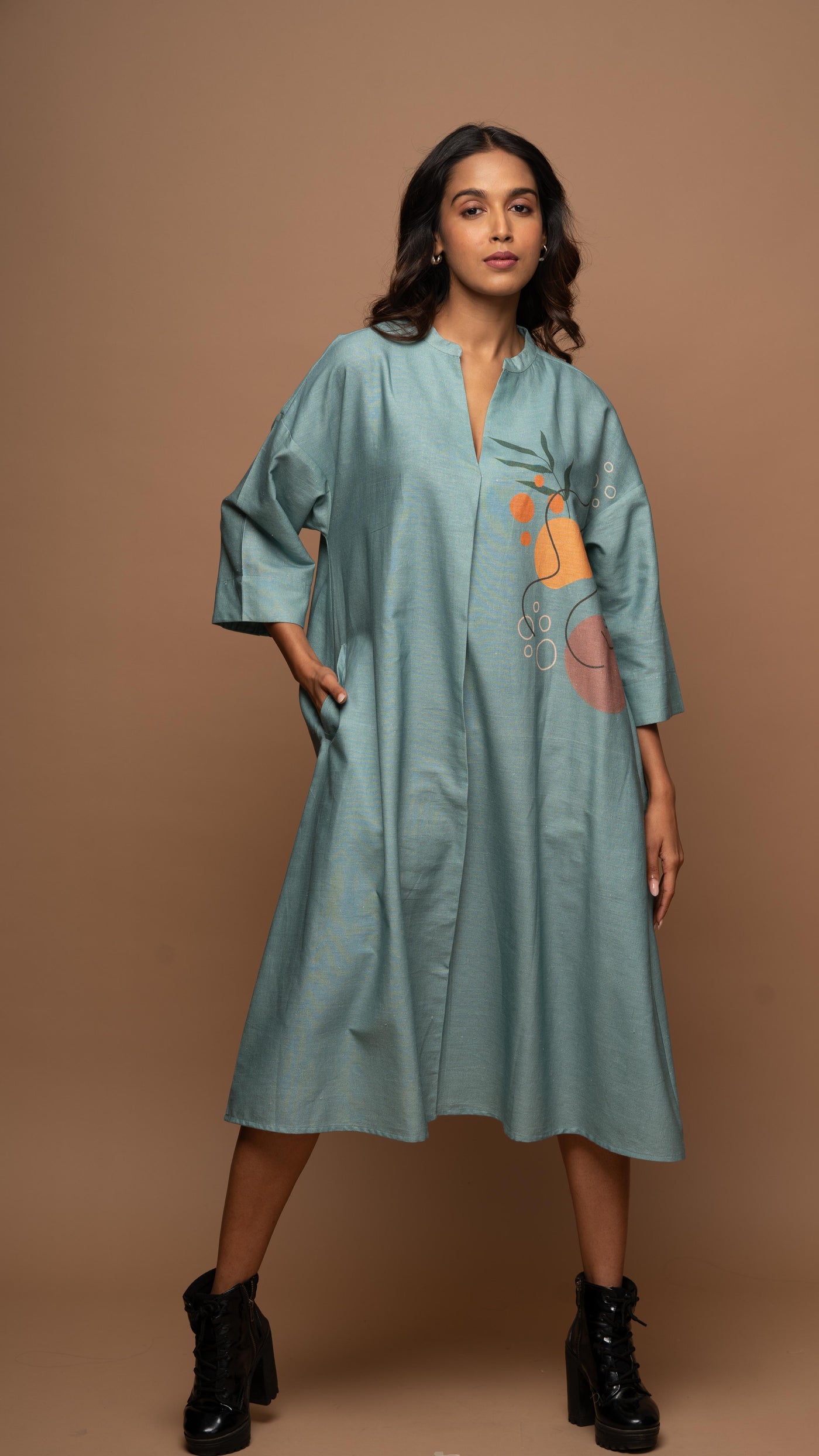 Pale Blue Peaceful Pause Shirt Dress