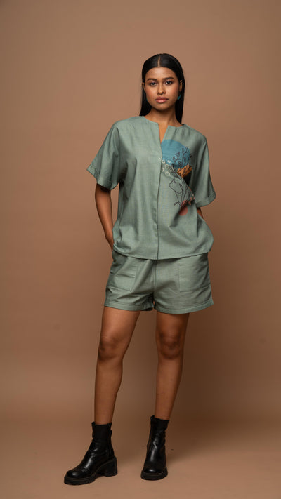 Subdued Sage Grow With Grace: Co-ord Shorts Set