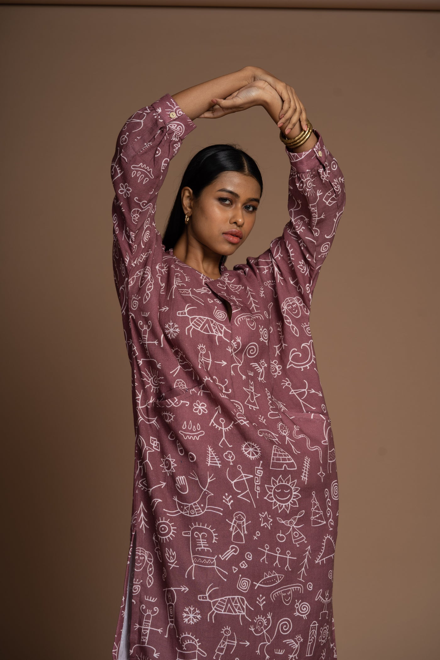 Plum Juno Kurta in In our cave Pattern