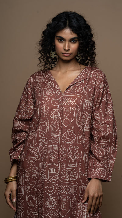Marsala Sana Co-ord Kurta Set in Simply Scandi Pattern