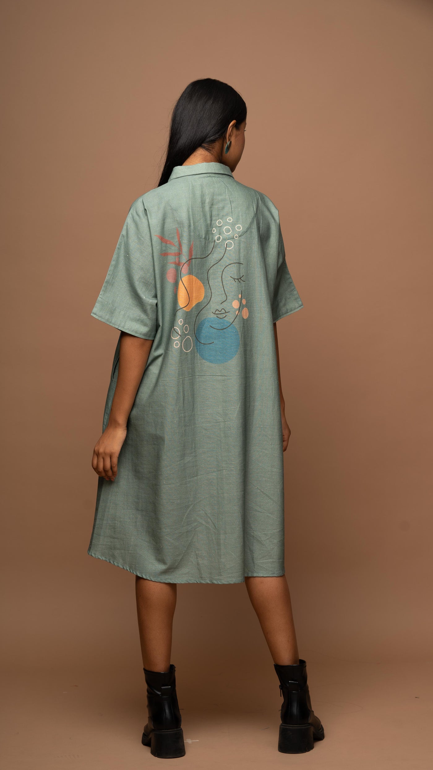 Muted Sage Peaceful Pause Shirt Dress