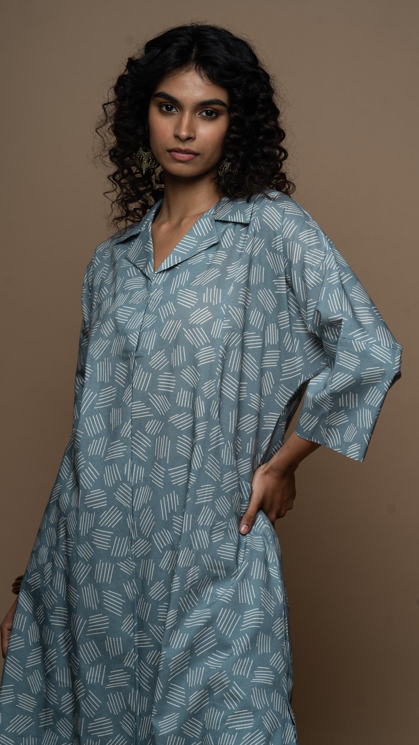 Muted Blue Lina Co-ord Kurta Set in We Grow Pattern