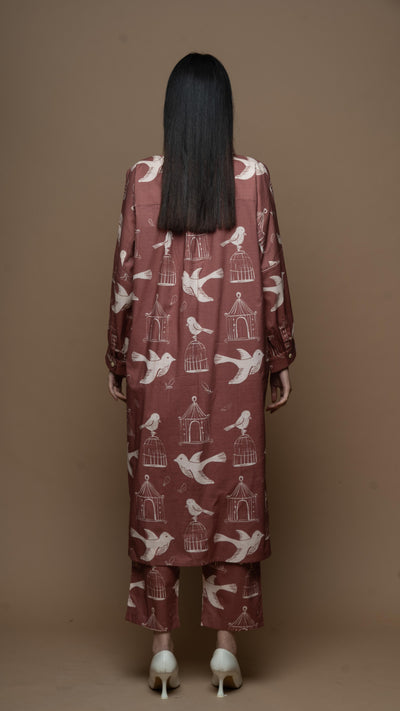 Muted Mauve Sana Co-ord Kurta Set in Always Free Pattern