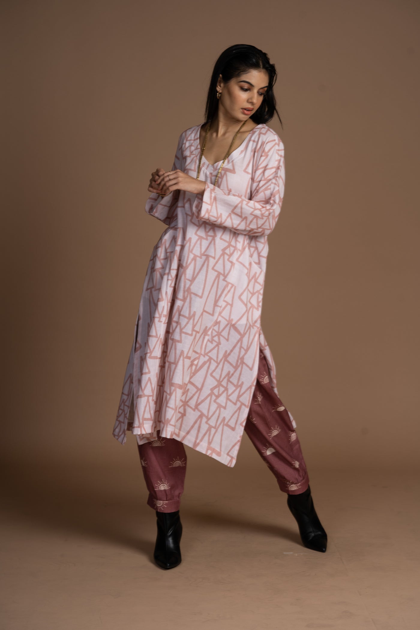 Blush Lana Kurta in the struggle and Joy Pattern