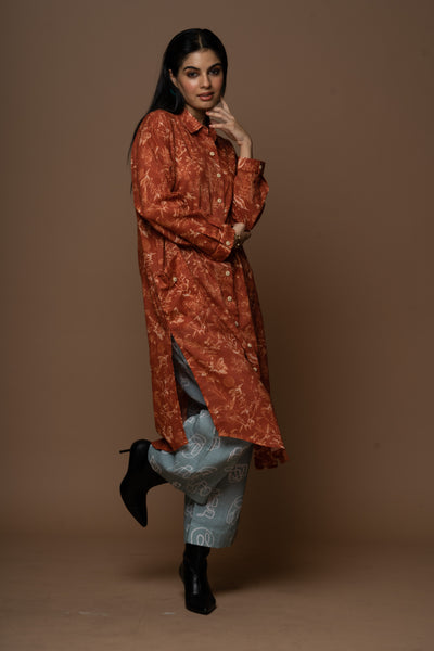 Rust Lira Kurta in Freedom Pattern