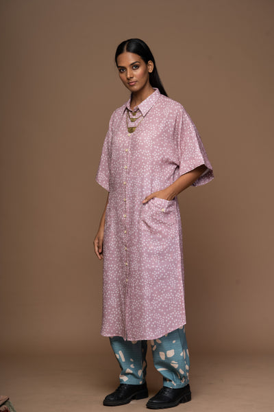 Pale Mauve Zena Kurta in Positive Vibes Pattern