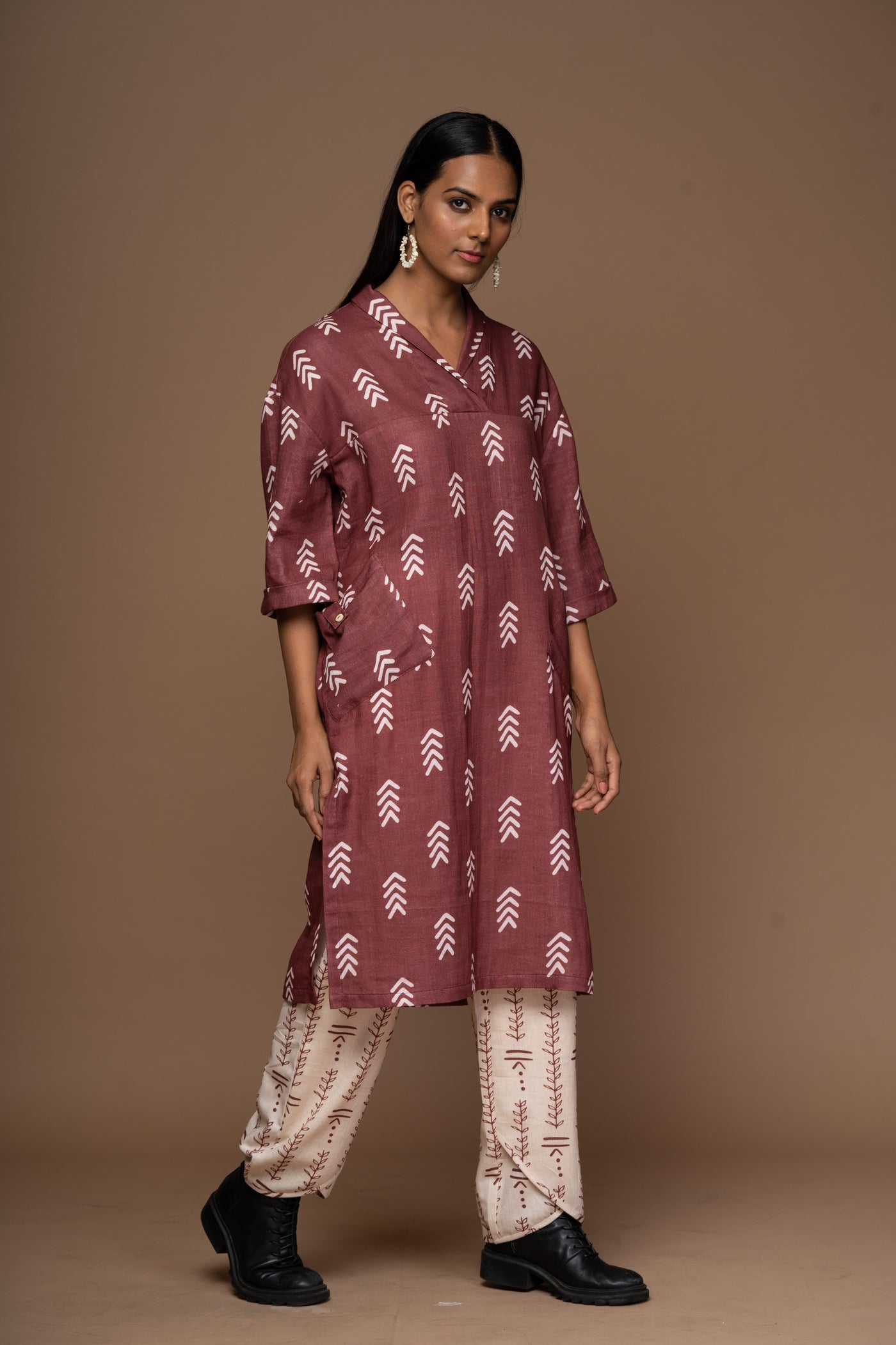 Plum Kiva Kurta in Altruist Pattern