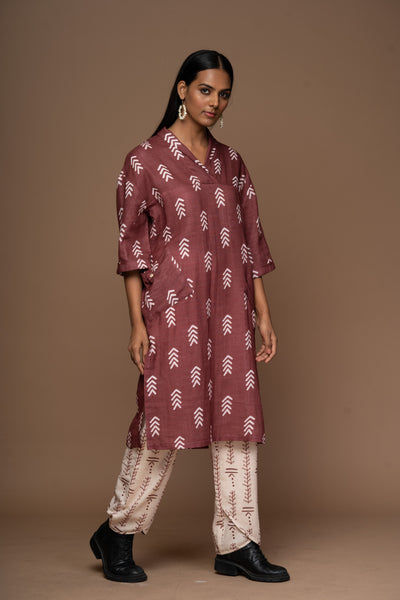 Plum Kiva Kurta in Altruist Pattern