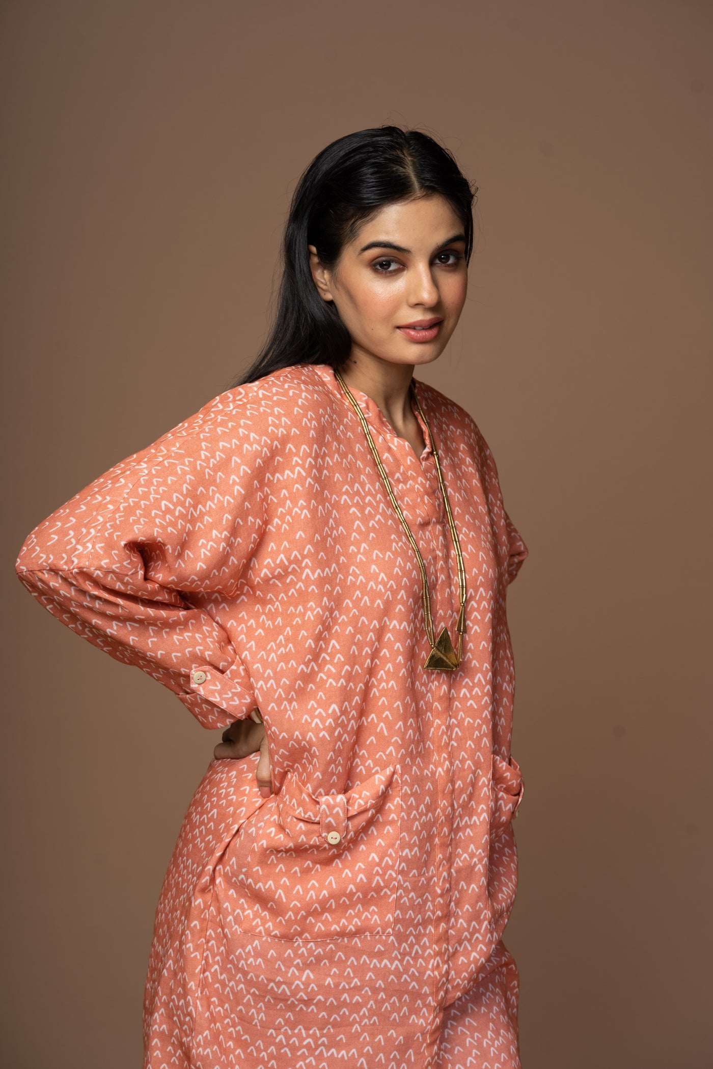 Terracotta Vero Kurta in Faraway Land Pattern