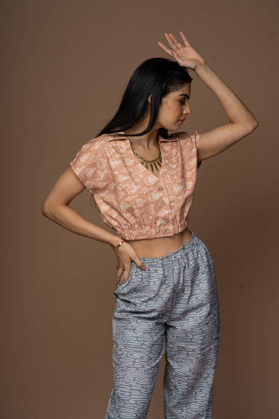 Earthy Collar Me In Crop Top
