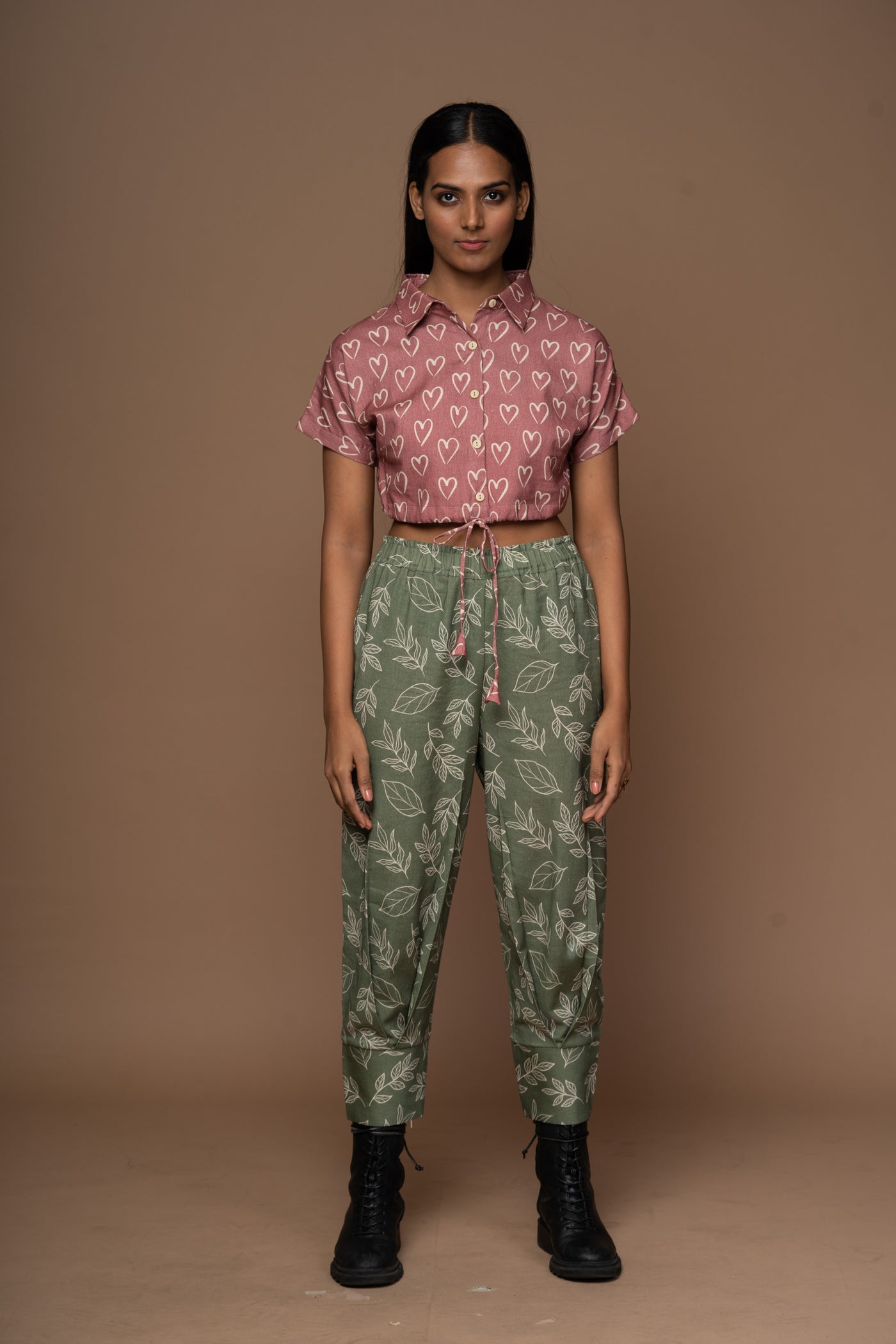 Muted Mauve Classic Collar Crop Top