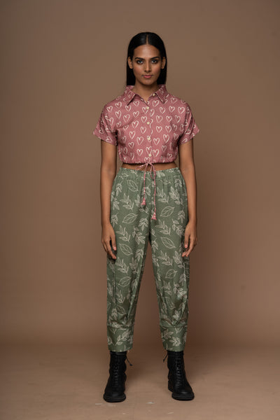 Muted Mauve Classic Collar Crop Top