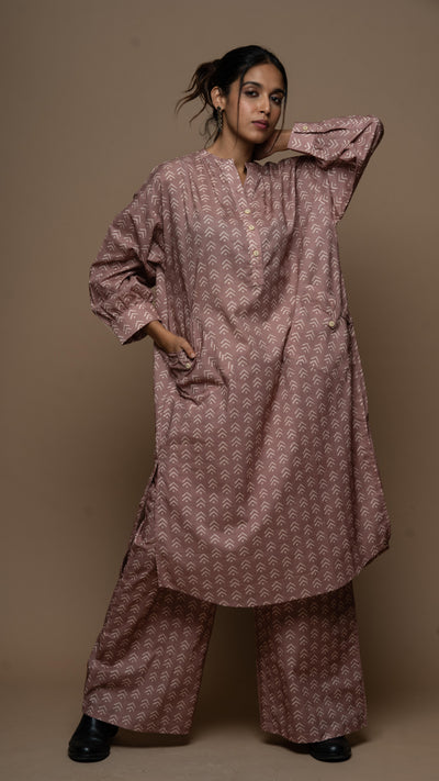 Pale Mauve Inaaya Co-ord Kurta Set in Jump with joy Pattern