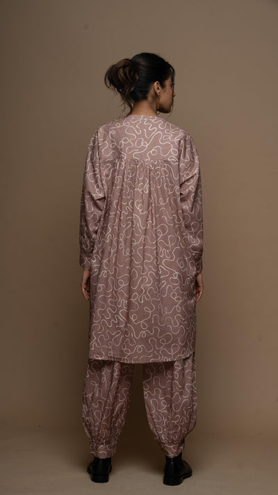 Pale Mauve Inaaya Co-ord Kurta Set in Music from the room Pattern