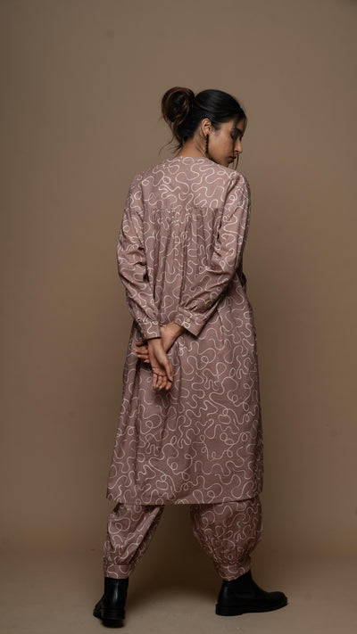 Pale Mauve Inaaya Co-ord Kurta Set in Music from the room Pattern