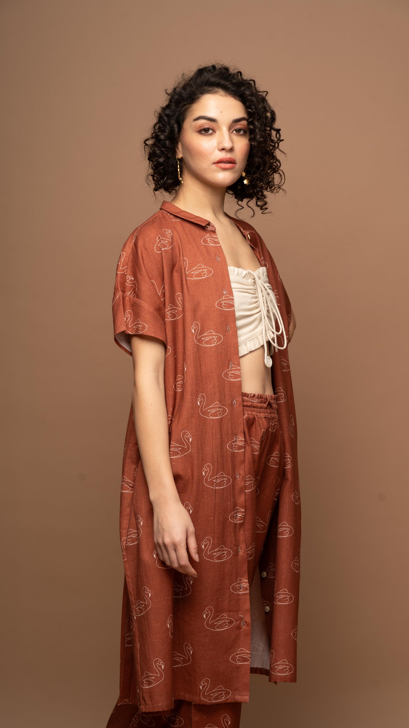 Deep Rust Serene Co-ord Pants Set in Keep Floating Pattern