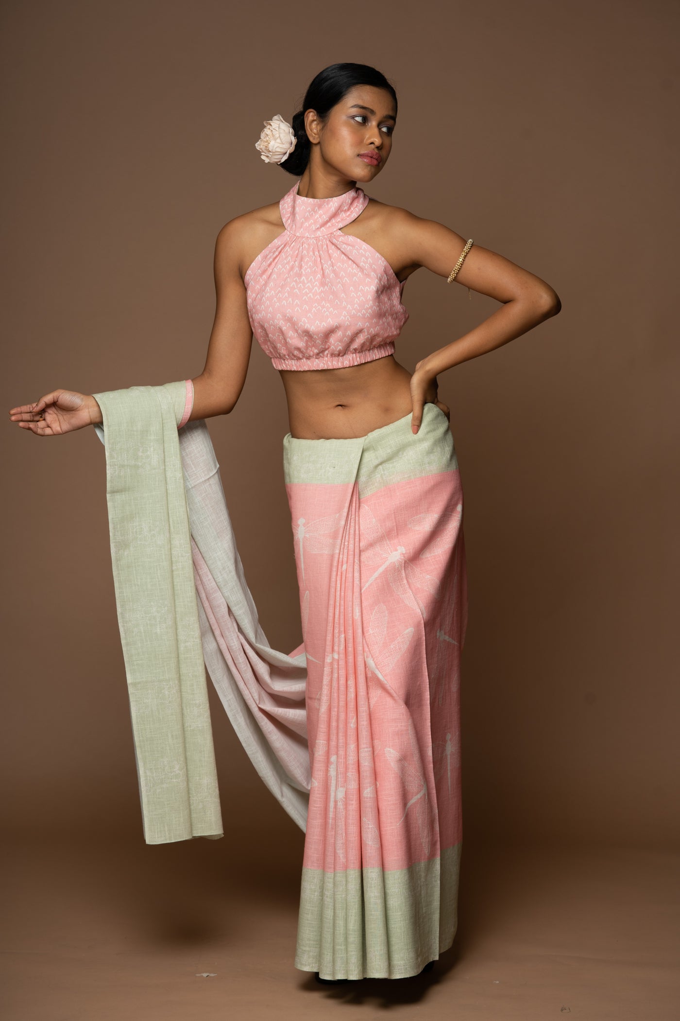 Chasing Dragonflies Linen Sari