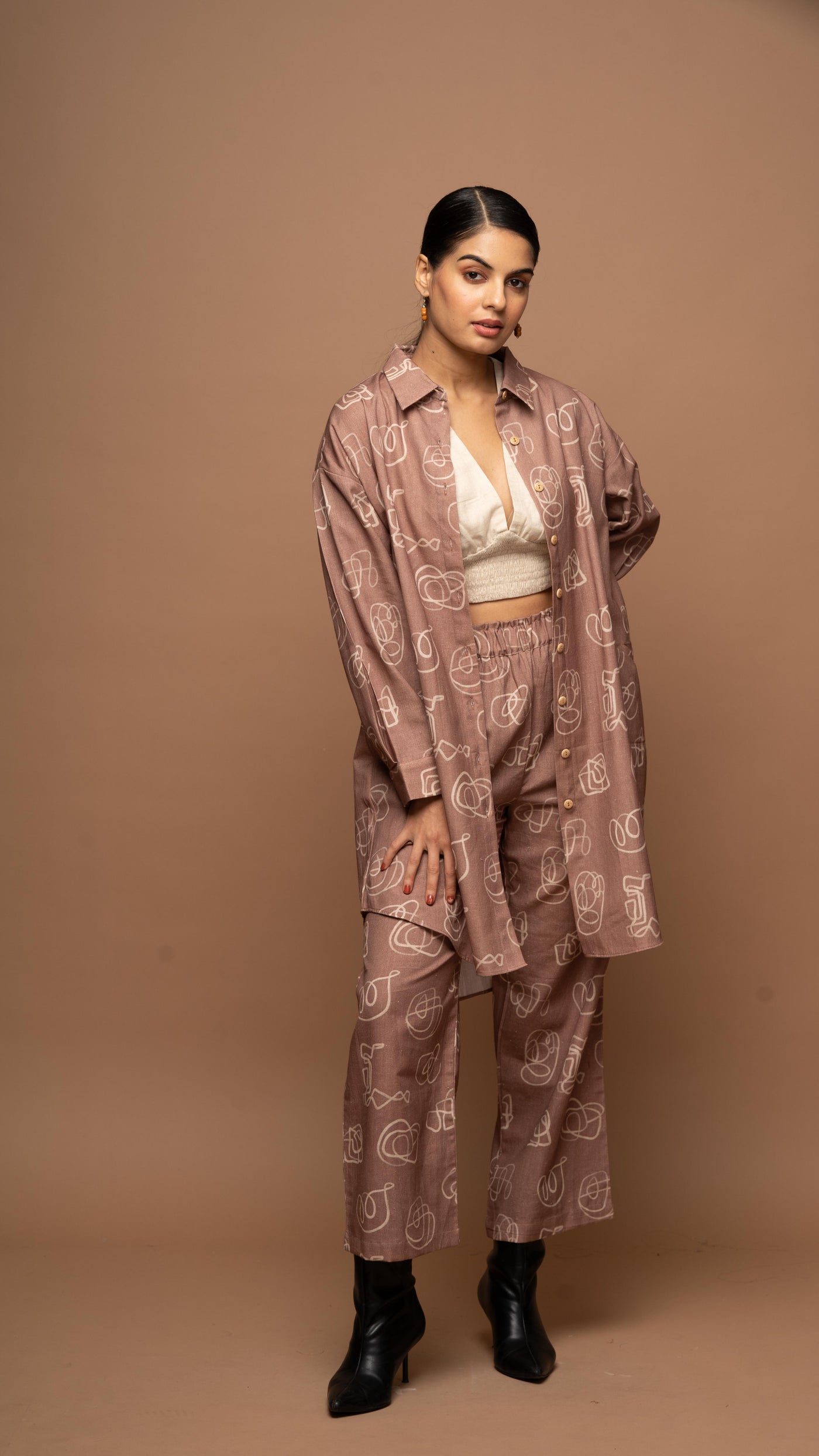 Mocha Mirage Co-ord Pants Set in And I dream more Pattern